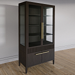 Витрина Primo со стеклянными фасадами и буфетом шпон Темный орех варинант исполнения - 3 | Loft Concept в Перми