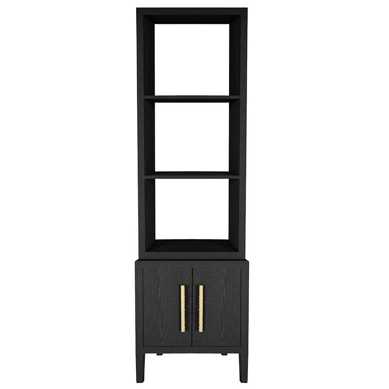 Этажерка Primo с тумбой шпон Черный дуб Черный Золотой в Перми | Loft Concept 