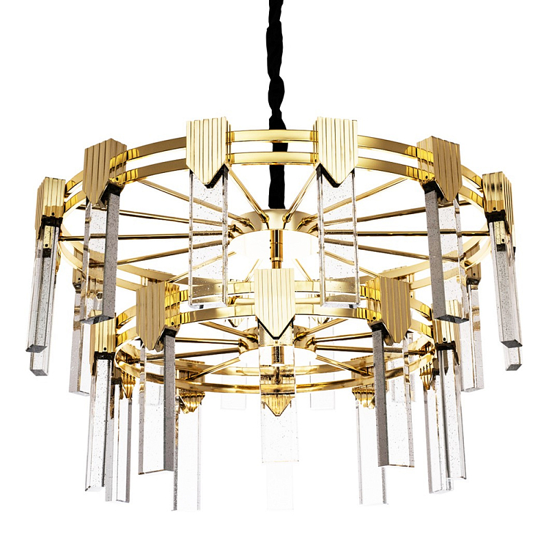 Двухъярусная люстра с прямоугольными хрустальными плафонами Glass Rectangles Gold Chandelier 76 Золотой Прозрачное Стекло Черный Двухъярусная люстра с прямоугольными хрустальными плафонами Glass Rectangles Gold Chandelier 76 Золотой Прозрачное Стекло Черный в Перми | Loft Concept