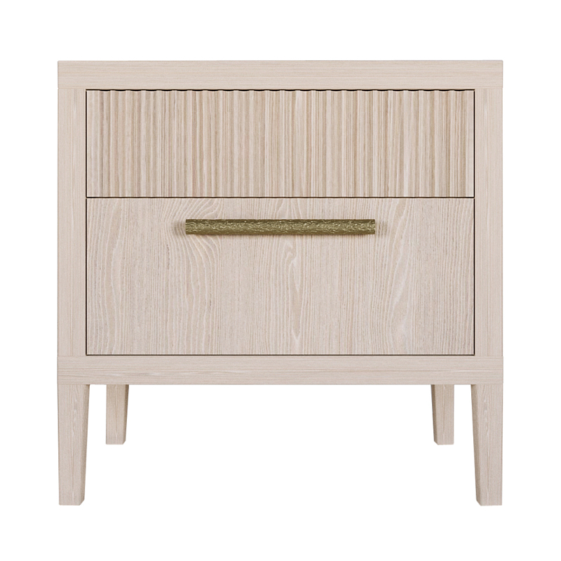 Прикроватная Тумбочка Primo с двумя ящиками Светлый дуб Древесина Золотой в Перми | Loft Concept 