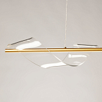 Люстра линейная золотистого цвета с двумя прозрачными волнистыми элементами Wave Line варинант исполнения - 4 | Loft Concept в Перми