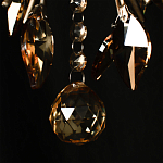 Люстра подвесная круглая с тканевым полупрозрачным абажуром и подвесками 4 лампы Gilded Elegance варинант исполнения - 7 | Loft Concept в Перми