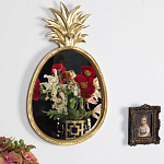 Зеркало овальной формы с золотистой рамкой и декоративной верхушкой в виде ананаса Pineapple Shine  варинант исполнения - 2 | Loft Concept в Перми