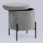 Серый пуф на черных ножках SANJAY варинант исполнения - 2 | Loft Concept в Перми