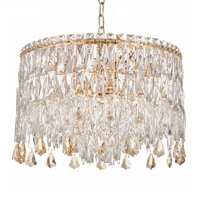 Люстра круглая с хрустальными подвесками на золотистом каркасе Roul Crystal Light Золотой Прозрачный Люстра круглая с хрустальными подвесками на золотистом каркасе Roul Crystal Light Золотой Прозрачный в Перми | Loft Concept