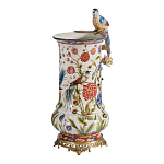 Ваза фарфоровая с птицей на бронзовой ветке и цветочной росписью Garden of Eden варинант исполнения - 2 | Loft Concept в Перми