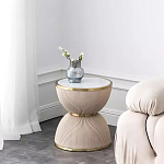 Дизайнерский журнальный стол фактурный с круглой белой столешницей Luler варинант исполнения - 1 | Loft Concept в Перми