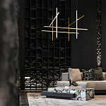 Люстра с 6-ю  пересекающимися цилиндрическими плафонами на тонких тросах Trumpet tube варинант исполнения - 8 | Loft Concept в Перми