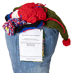 Подушка из джинсовой одежды и вязания Heart&Brain варинант исполнения - 3 | Loft Concept в Перми