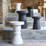 Приставной стол из искусственного камня Chess Black варинант исполнения - 3 | Loft Concept в Перми