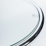 Приставной столик на серебристом основании с столешницей из стекла Noir варинант исполнения - 2 | Loft Concept в Перми