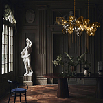 Люстра подвесная с 22-мя гранёными стеклянными плафонами с вертикальными подвесками Gilded Mirage  варинант исполнения - 9 | Loft Concept в Перми