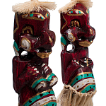 Комплект из 2-х деревянных статуэток Asmat Straw Headdress Statuettes Red Turquoise Tattoo варинант исполнения - 3 | Loft Concept в Перми