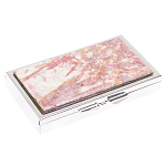 Таблетница карманная прямоугольная на 7 отделений с зеркалом и накладкой из натурального камня Турмалин Silver Stone Pillboxes варинант исполнения - 1 | Loft Concept в Перми