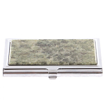 Визитница карманная металлическая с накладкой из натурального камня Апатит Stone Business Card Holders варинант исполнения - 1 | Loft Concept в Перми