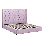 Кровать двуспальная фиолетовая с основанием из массива дерева с мягким изголовьем Velour Beds варинант исполнения - 1 | Loft Concept в Перми