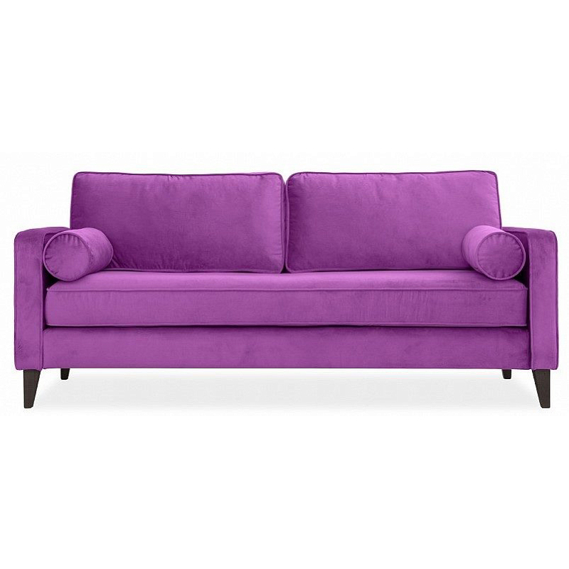 Диван бархатный с двумя подушками-валиками Simple Berry Sofa Лиловый Коричневый в Перми | Loft Concept 