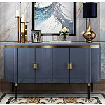 Дизайнерский комод синий глянцевый с золотыми ручками на 4-х дверцах Martin варинант исполнения - 2 | Loft Concept в Перми