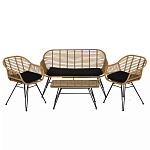 Журнальный столик с столешницей из ротанга и стекла Wicker Tabletop Under Glass варинант исполнения - 3 | Loft Concept в Перми