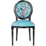 Стул из массива бука бирюзовый с изображением птиц в саду Turquoise Chinoiserie Blue Bird Chair варинант исполнения - 1 | Loft Concept в Перми