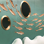 Обои с вышивкой ручной работы Deco Fish Original colourway варинант исполнения - 3 | Loft Concept в Перми