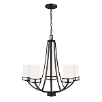 Люстра в цвете темная бронза с 5-ю белыми цилиндрическими плафонами Generation Lighting варинант исполнения - 2 | Loft Concept в Перми