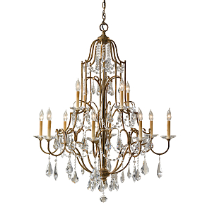 Люстра многоярусная с 12-ю лампами и стеклянными подвесками в классическом стиле Feiss