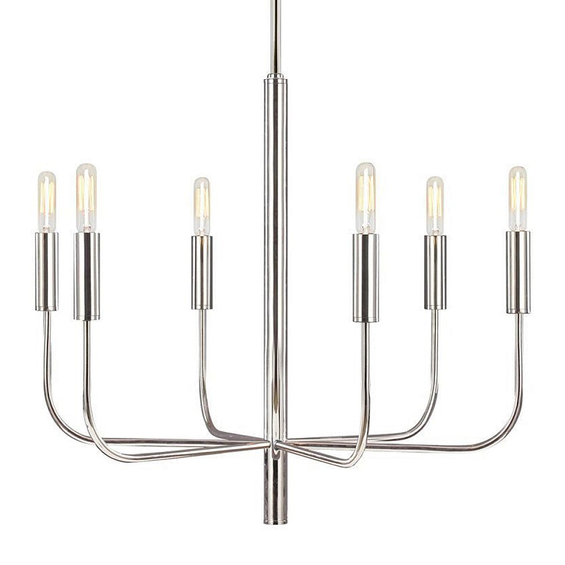 Люстра с 6-ю лампами Chandelier with Seamless Curve Латунь Серебряный в Перми | Loft Concept 