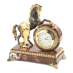 Часы настольные бронзовые с декором в виде коня Horse Stone Clock варинант исполнения - 2 | Loft Concept в Перми