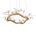 Люстра подвесная с прозрачными стеклянными птичками на ветвях Диаметр 100 см Serip Voa варинант исполнения - 8 | Loft Concept в Перми