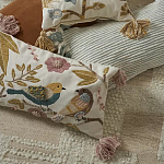 Чехол на подушку с кисточками и вышивкой птиц Ethnic mix Birds Rect варинант исполнения - 6 | Loft Concept в Перми