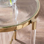 Золотой приставной столик с круглой стеклянной столешницей Weightless Table варинант исполнения - 7 | Loft Concept в Перми