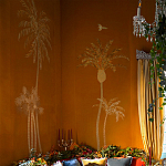 Обои с вышивкой ручной работы Deco Palms Original colourway on velvet 2 варинант исполнения - 1 | Loft Concept в Перми