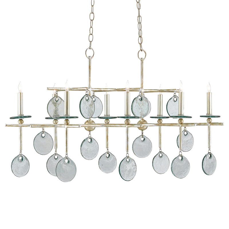 Люстра линейная с круглыми прозрачными подвесками Horizontal Rectangular Chandelier Серебряный Прозрачный Люстра линейная с круглыми прозрачными подвесками Horizontal Rectangular Chandelier Серебряный Прозрачный в Перми | Loft Concept