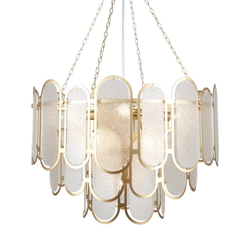 Люстра с многослойным эффектом из овальных элементов из непрозрачного стекла Conformation Латунь в Перми | Loft Concept 