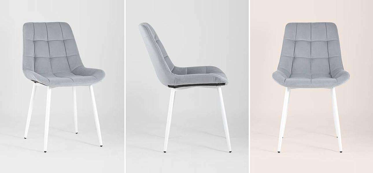 Стул NANCY Chair Серый Цвет Белые Ножки Стул NANCY Chair Серый Цвет Белые Ножки - Loft-Concept в Перми