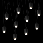 Подвесной светильник черными плафонами на длинных пересекающихся тросах Construction варинант исполнения - 10 | Loft Concept в Перми