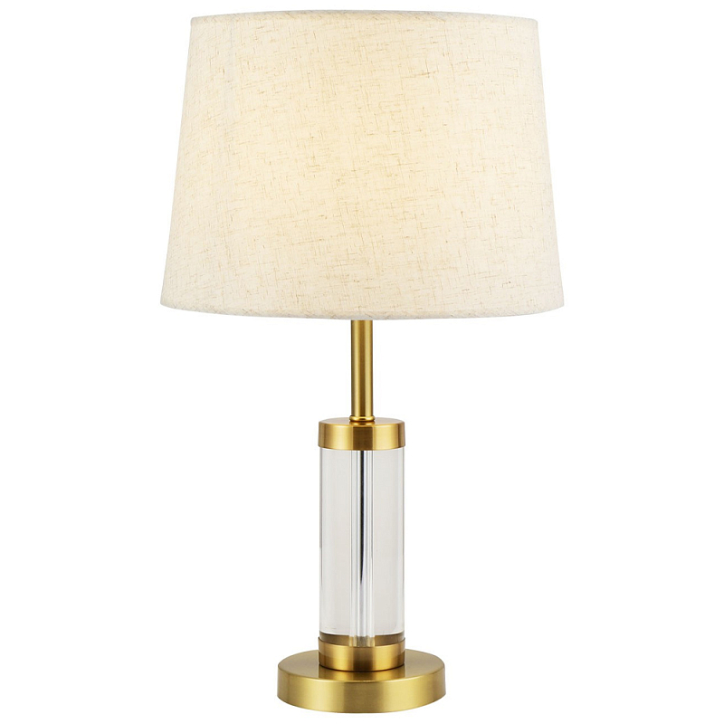Настольная лампа с абажуром Gino Glass Table Lamp Прозрачное Стекло Латунь Бежевый в Перми | Loft Concept 