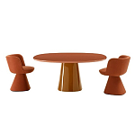 Обеденный стол оранжевый с тонкой столешницей и основанием в виде конуса Viola варинант исполнения - 2 | Loft Concept в Перми