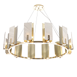 Люстра подвесная круглая с прямоугольными мраморными и золотистыми панелями на металлическом каркасе Диаметр 118 см Marble square Chandelier варинант исполнения - 3 | Loft Concept в Перми