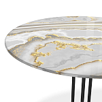Стол журнальный с круглой столешницей из стекла Gray and Gold Marble варинант исполнения - 3 | Loft Concept в Перми