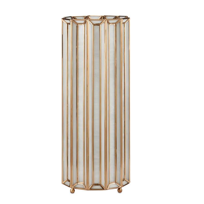 Настольная лампа в форме цилиндра фактурная Soft Glow Lamps Молочный Латунь в Перми | Loft Concept 