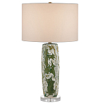 Настольная лампа керамическая с кремовым абажуром Scenic Column варинант исполнения - 4 | Loft Concept в Перми