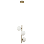 Подвесной светильник с 3-мя сферическими плафонами из матового стекла Pearls Suspension Brass Tube Hanging Lamp варинант исполнения - 2 | Loft Concept в Перми