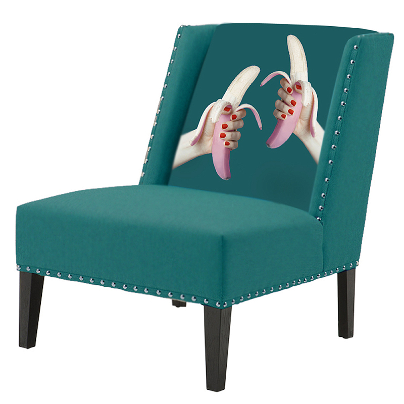 FUN Armchair Two Bananas Turquoise Дизайнерское кресло с цветным принтом Бирюзовый в Перми | Loft Concept 