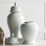 Ваза белая с крышкой однотонная Chinoiserie Ceramics варинант исполнения - 3 | Loft Concept в Перми