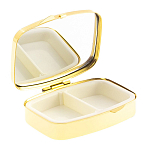 Таблетница карманная прямоугольная с 2-мя отделениями с зеркалом и накладкой из натурального камня Малахит Gold Stone Pillboxes варинант исполнения - 2 | Loft Concept в Перми