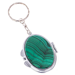 Зеркало брелок карманное двухстороннее из натурального камня Малахит Stone Mirrors варинант исполнения - 1 | Loft Concept в Перми