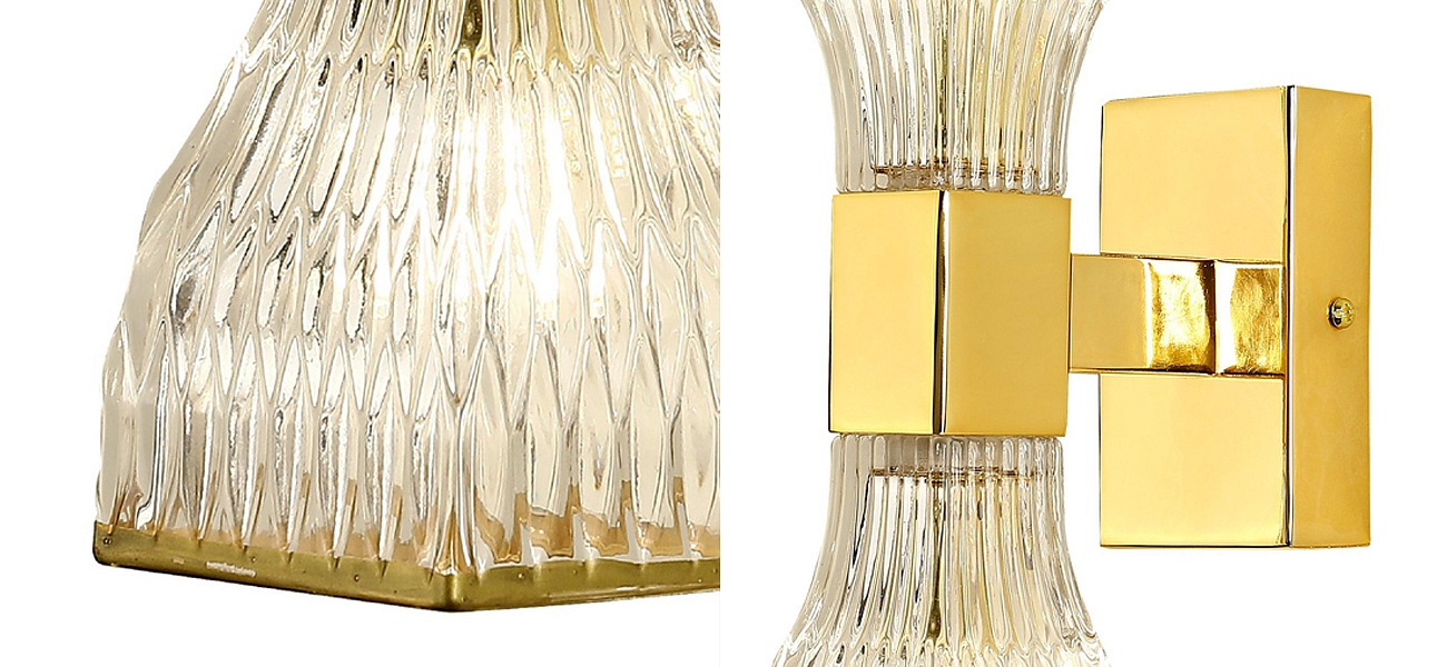 Бра с двумя плафонами из рельефного стекла GLASS HORN Gold Бра с двумя плафонами из рельефного стекла GLASS HORN Gold - Loft-Concept в Перми