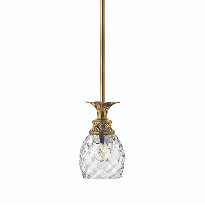 Подвесной светильник цвета латунь с прозрачнымплафоном в форме ананаса Hinkley Латунь Прозрачное Стекло в Перми | Loft Concept 